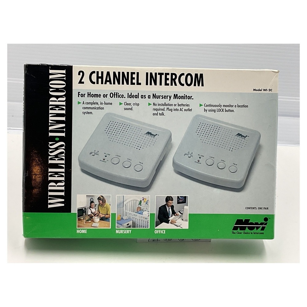 Novi WI-2C 2-Channel Wireless Intercom System Pair Home Office Nursery Monitor